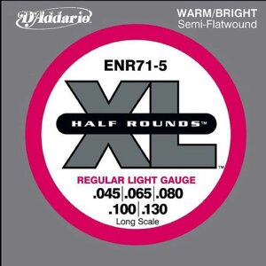 Комплект струн для 5-струнной бас-гитары D'Addario ENR71-5 Half