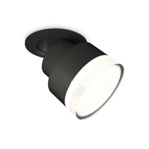 Комплект встраиваемого поворотного светильника с акрилом Ambrella light, Techno, XM8102528, GX53, цвет чёрный песок, белый матовый, прозрачный