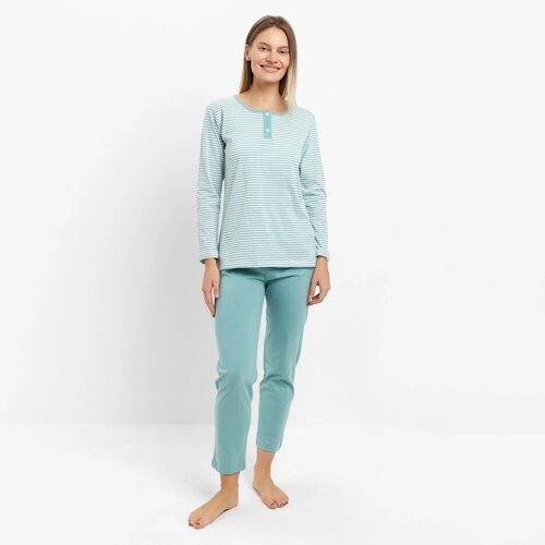 Комплект женский домашний (джемпер/брюки), цвет оливковый, размер 52