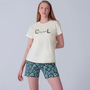 Комплект женский домашний (футболка/шорты), цвет морская волна, размер 44