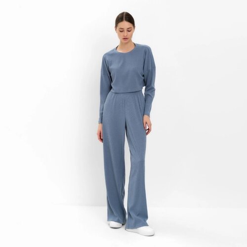 Комплект женский (лонгслив, брюки) MINAKU: Casual Collection цвет серо-голубой, р-р 42