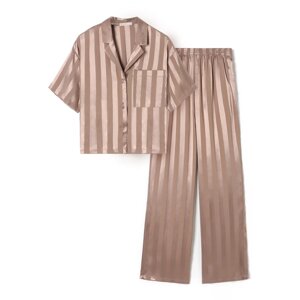Комплект женский (рубашка, брюки) KAFTAN Silk "Полоса" размер 52-54, пудровый