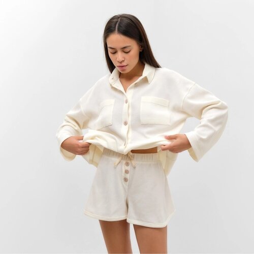 Комплект женский (рубашка, шорты) KAFTAN Basic line, р. 48, молочный