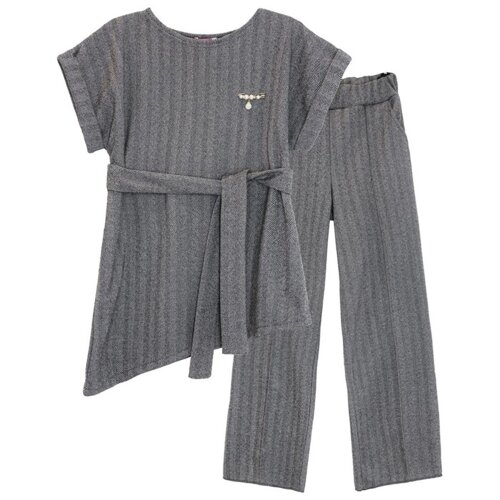 Комплект женский: жакет, брюки, размер 50, цвет серый