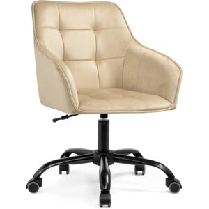 Компьютерное кресло Оиши пластик/велюр, черный/бежевый 56x63x80 см