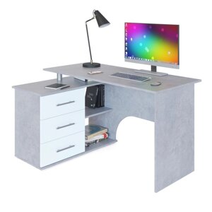 Компьютерный стол «КСТ-09», 1350935744 мм, угловой, угол левый, бетон/белый