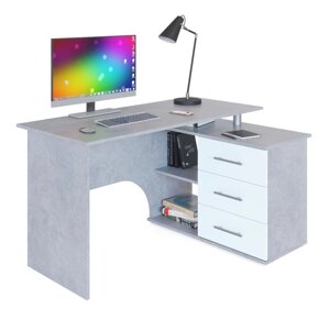 Компьютерный стол «КСТ-09», 1350935744 мм, угловой, угол правый, бетон/белый