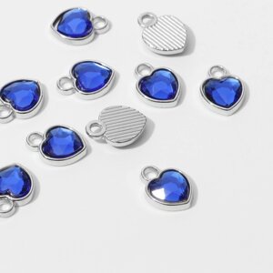 Концевик-подвеска «Сердечко» 1,71,30,2 см, набор 10 шт. цвет синий в серебре