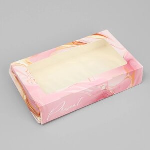 Кондитерская упаковка, коробка с ламинацией «Розовый мрамор», 20 х 12 х 4 см