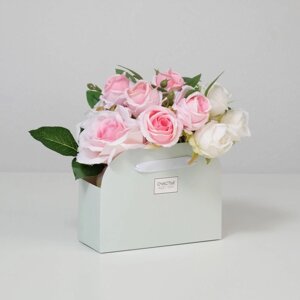 Коробка для цветов складная, мятная «Счастье ждёт тебя», 17 13 7 см