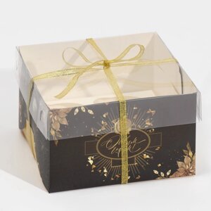 Коробка для капкейка «Чёрно-золотой», 16 16 10 см