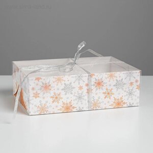 Коробка для капкейка «Снежинки», 23 16 7.5 см