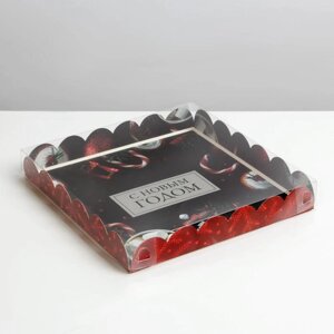 Коробка для кондитерских изделий с PVC крышкой «Red», 21 21 3 см