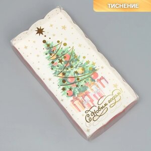 Коробка для кондитерских изделий с PVC крышкой «С Новым годом! ёлочка, 10.5 21 3 см