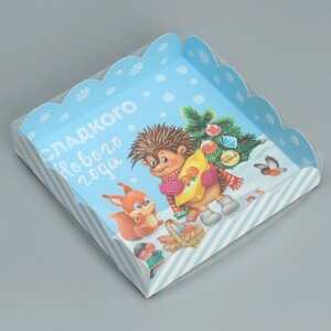 Коробка для кондитерских изделий с PVC крышкой «Сладкого Нового года», 13 13 3 см