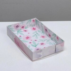 Коробка для макарун с подложками, кондитерская упаковка «Весенний подарок», 17 х 12 х 3,5 см