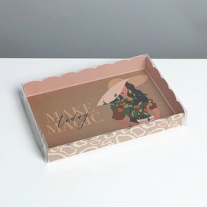 Коробка для печенья, кондитерская упаковка с PVC крышкой, Make today magic, 22 х 15 х 3 см