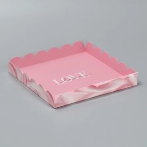 Коробка для печенья, кондитерская упаковка с PVC крышкой, «Шёлковая любовь», 21 х 21 х 3 см