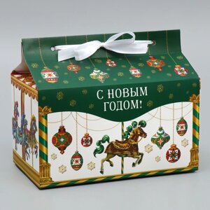 Коробка для сладостей «С Новым годом! карусель, 10 18 14 см