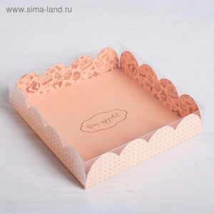 Коробка кондитерская с PVC-крышкой, упаковка, Bon appetit, 13 х 13 х 3 см