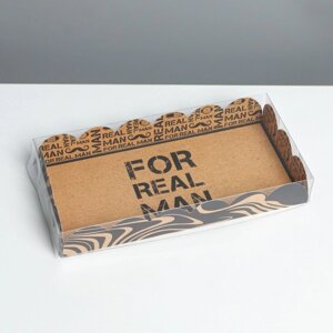 Коробка кондитерская с PVC-крышкой, упаковка, «Настоящему мужчине», 10,5 х 21 х 3 см