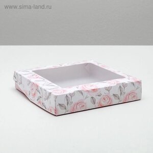 Коробка кондитерская складная, упаковка «Flowers», 20 х 20 х 4 см