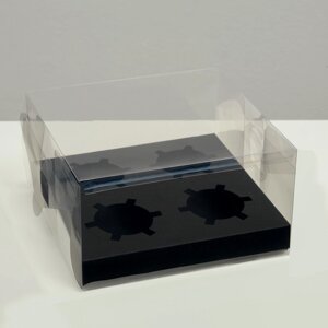 Коробка на 4 капкейка, черная, 18,5 18 10 см