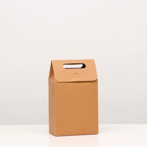 Коробка-пакет с ручкой, крафт, 27 х 16 х 9 см