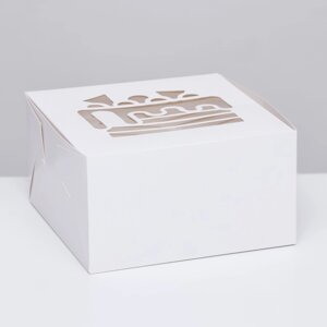 Коробка под торт, белая, 18 х 18 х 10 см