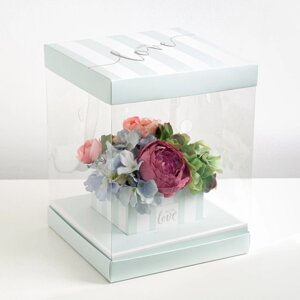 Коробка подарочная для цветов с вазой и PVC окнами складная, упаковка, «With love», 23 х 30 х 23 см