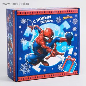 Коробка подарочная складная "С Новым Годом", Человек-паук, 24.5 24.5 9.5 см