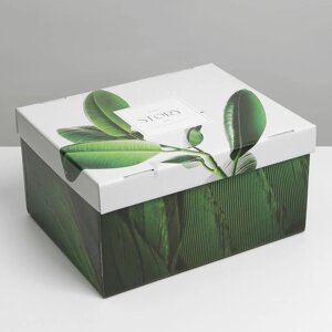 Коробка подарочная складная, упаковка, «Листья», 31,2 х 25,6 х 16,1 см