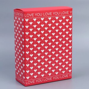 Коробка подарочная складная, упаковка, «Сердца», 22 х 30 х 10 см