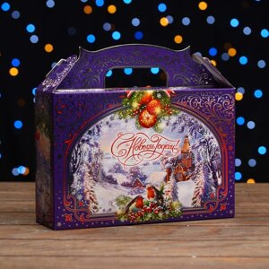 Коробка подарочная "Зимние просторы", фиолетовый, 26 х 7 х 23 см