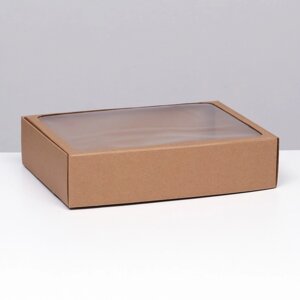 Коробка самосборная с окном, бурая, 38 х 28 х 9 см набор 5 шт