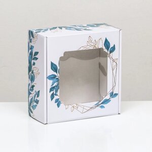 Коробка самосборная, с окном, "Танец цветов" 19 х 19 х 9 см набор 5 шт