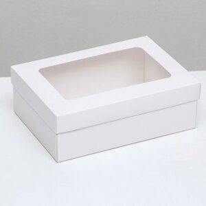 Коробка складная, крышка-дно, с окном, белая, 24 х 17 х 8 см