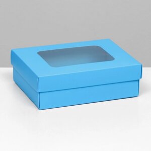 Коробка складная, крышка-дно, с окном, бирюзовая , 16,5 х 12,5 х 5,2 см