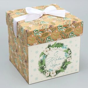 Коробка складная «Новогодний венок», 15 15 15 см
