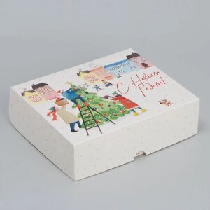 Коробка складная «Новогодняя суета», 20 17 6 см