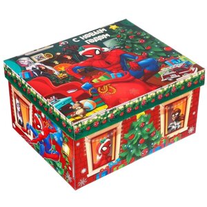 Коробка складная, с крышкой, 31 х 25,5 х 16 см "С Новым годом", Человек-паук