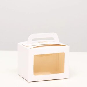 Коробка складная, с окном и ручкой, белая 7 х 7 х 10 см