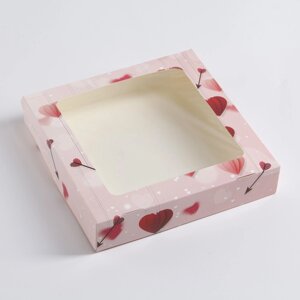 Коробка складная "Сердца оригами" 20 х 20 х 4 см