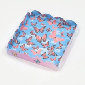 Коробочка для печенья, "Бабочки в небе", 15 х 15 х 3 см