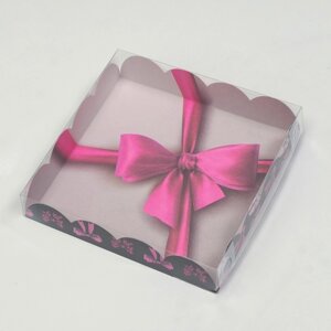 Коробочка для печенья, "Бант розовый", 15 х 15 х 3 см