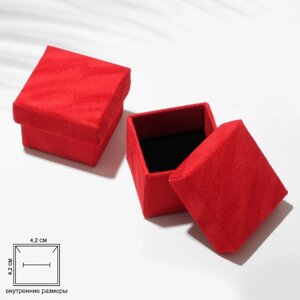 Коробочка подарочная под кольцо «Бархат», 55 (размер полезной части 4,24,2 см), цвет красный