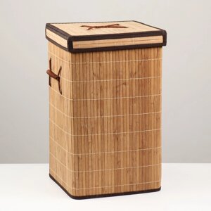 Корзина для хранения, квадрат, с ручками, складная, 303050 см, бамбук