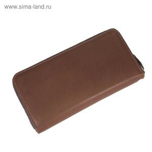 Кошелёк женский, молния металлическая, размер 9,5х19 см, цвет коричневый шора