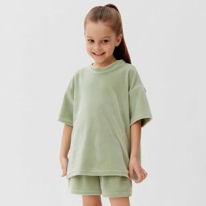 Костюм детский (футболка, шорты) KAFTAN Plushy р. 30 (98-104), зеленый