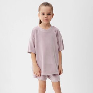 Костюм детский (футболка, шорты) KAFTAN Plushy р. 34 (122-128), лиловый